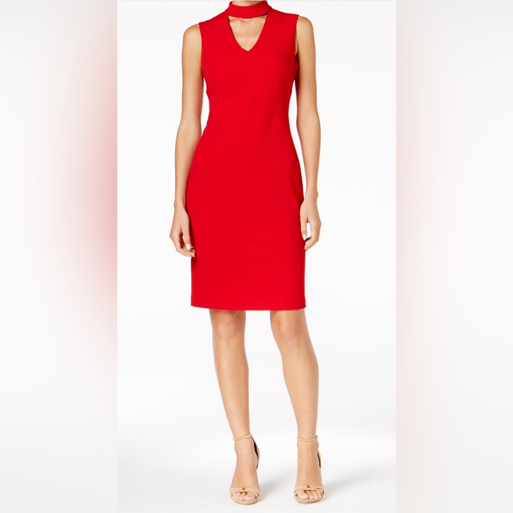 Calvin Klein Red Sleeveless Mini Dress color burgundy